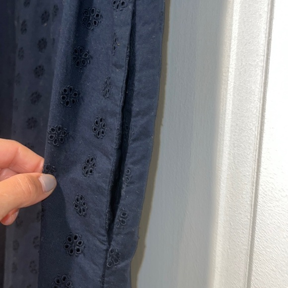 J. Crew Cotton Eyelet Dress w/Collar and Hidden Button Placket Size 4P Navy - Picture 9 of 14